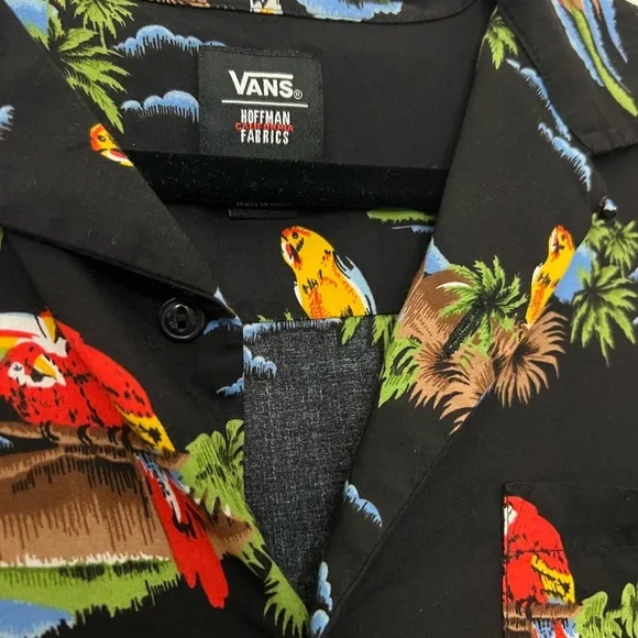 Vans Men's Black Tropical Parrot Shirt Size M - Picture 3 of 8